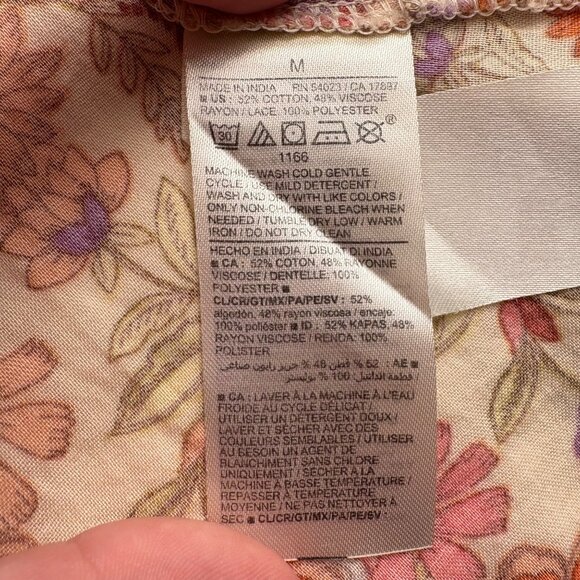 Old Navy Womens Floral Blouse M Long Sleeve Button Front Boho Style - Picture 3 of 6